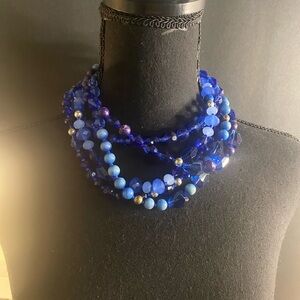 White House Black Market Multi-Strand Cobalt Blue Beaded Necklace